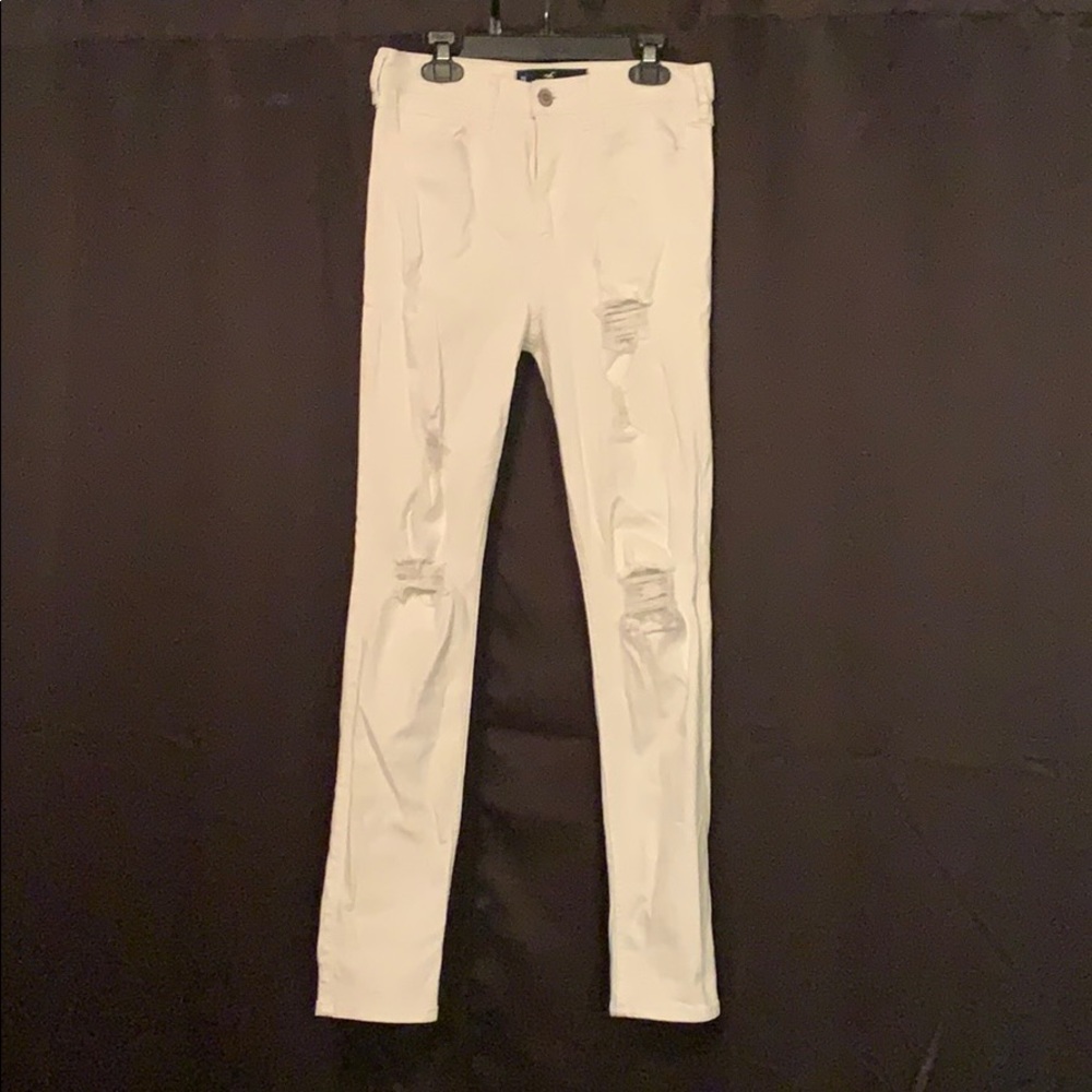 Hollister ripped high-rise white skinny jeans